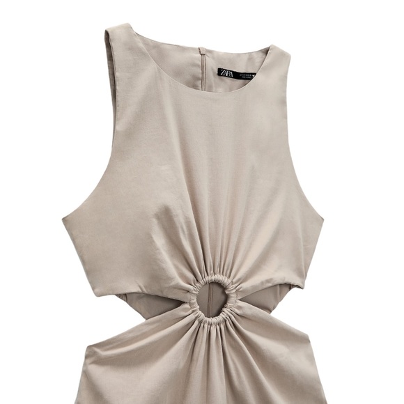 Zara Cut Out  Linen Blend Dress - Picture 3 of 8